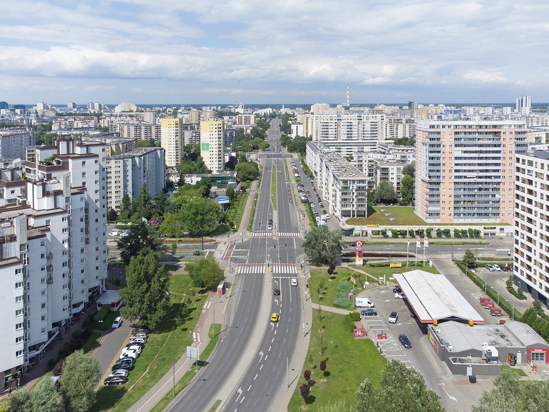 Ulica Fieldorfa na Gocławiu z lotu ptaka